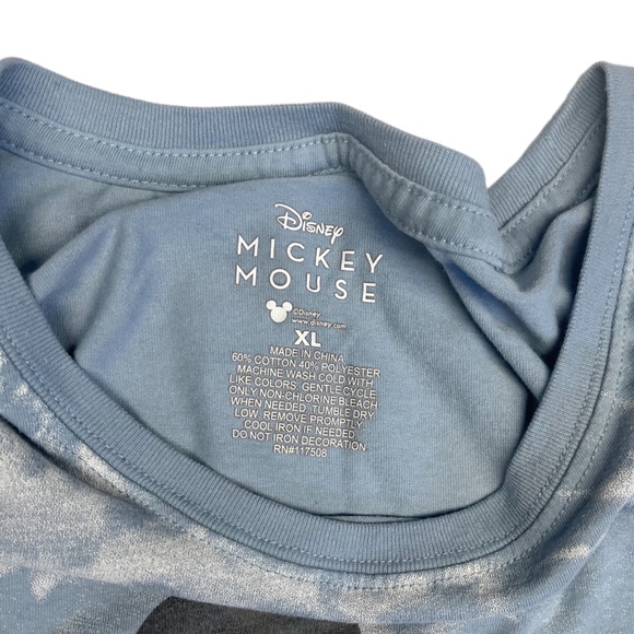 Mickey Mouse blue and white tie dye crop top t shirt - Picture 3 of 4